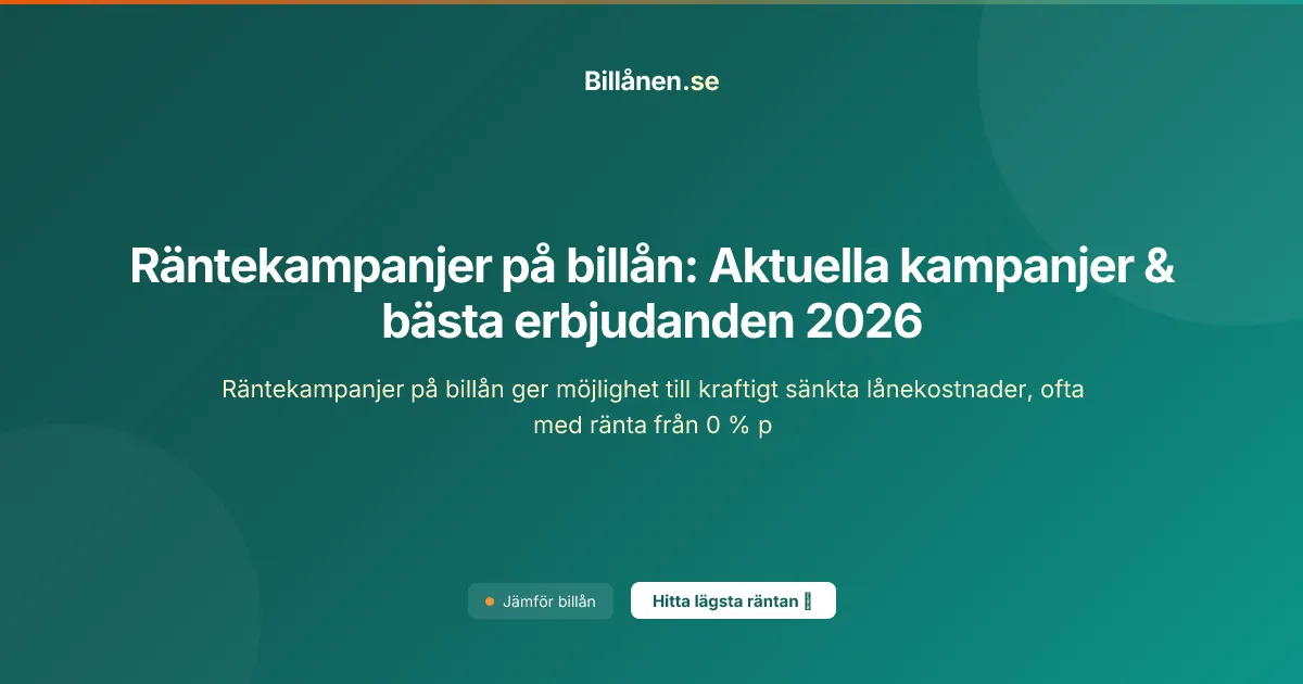 Räntekampanjer på billån: Aktuella kampanjer & bästa erbjudanden 2026