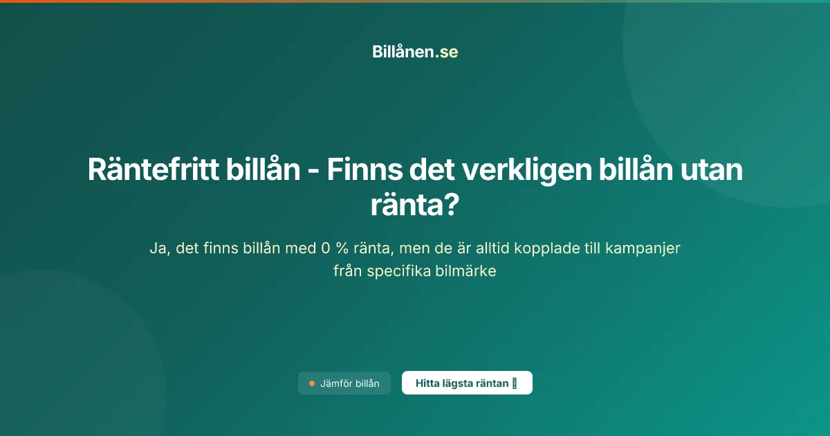 Räntefritt billån - Finns det verkligen billån utan ränta?